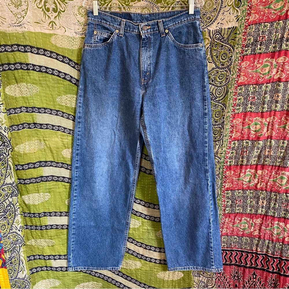 Rare 90's Levi's Blank White Tab 966 Medium Wash Ribcage Wide Leg Jeans …